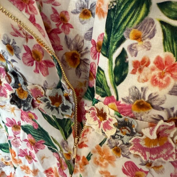 Agua by Agua Bendita Lima Floral Linen Maxi Dress Size M - Picture 12 of 13